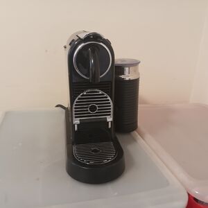 Nespresso Black and Silver Espresso Machine with Milk Frother